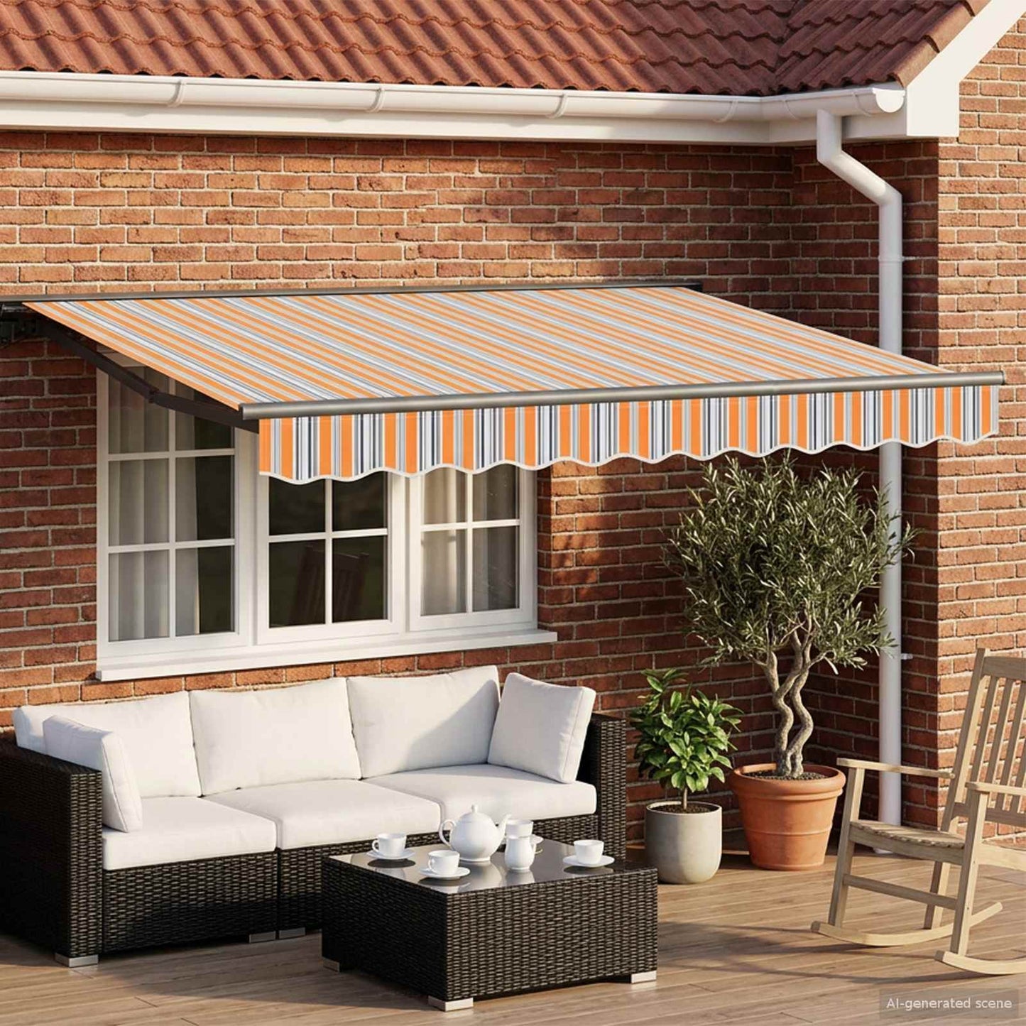 vidaXL Χειροκίνητο πλαίσιο τέντας με LED 3,5 x 2,5 μ