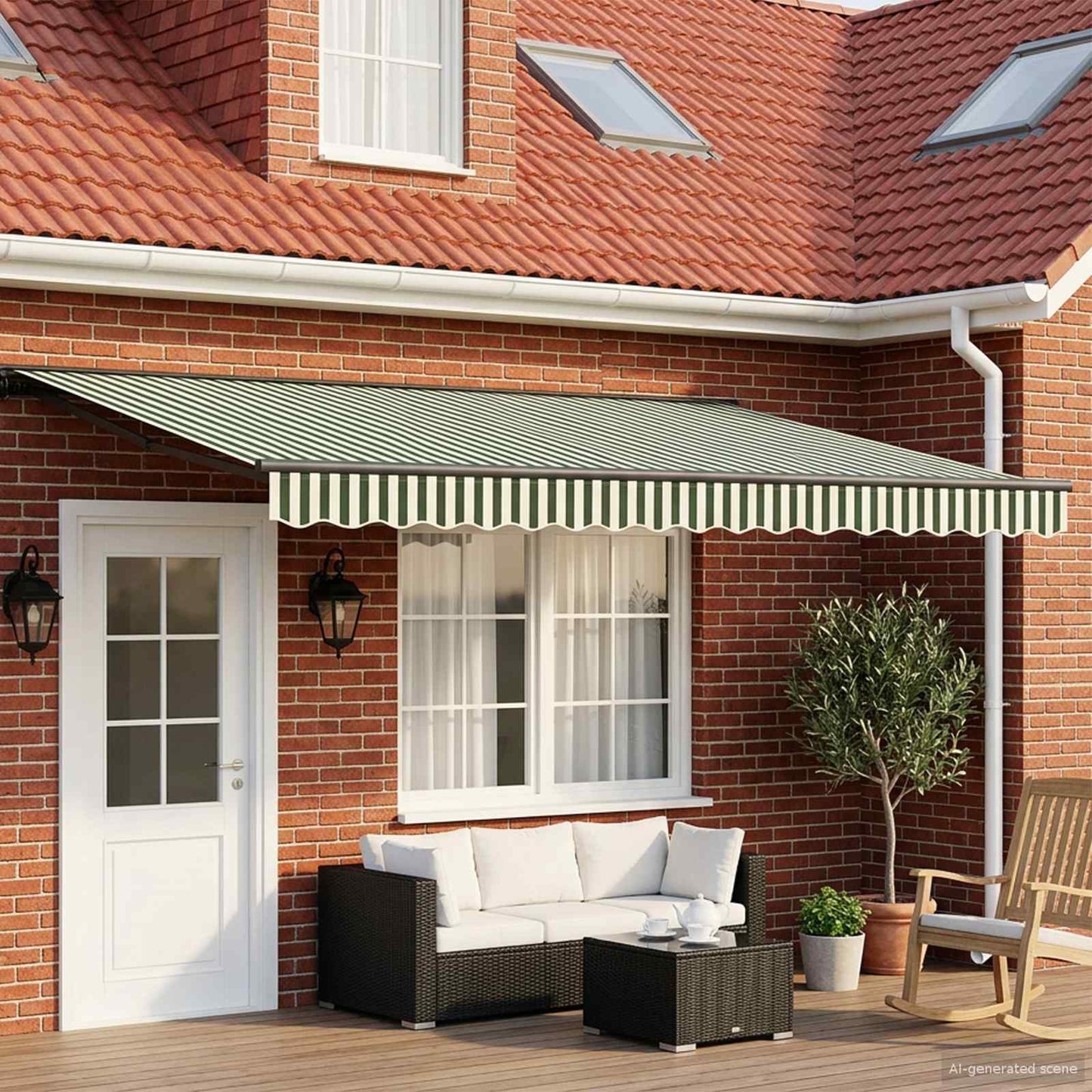 vidaXL Χειροκίνητη τέντα με ηλιακό LED 4,5 x 3 m