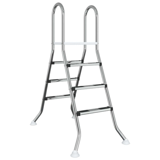 vidaXL Σκάλα πισίνας πάνω από το έδαφος 100 cm 3-Step Ασημί