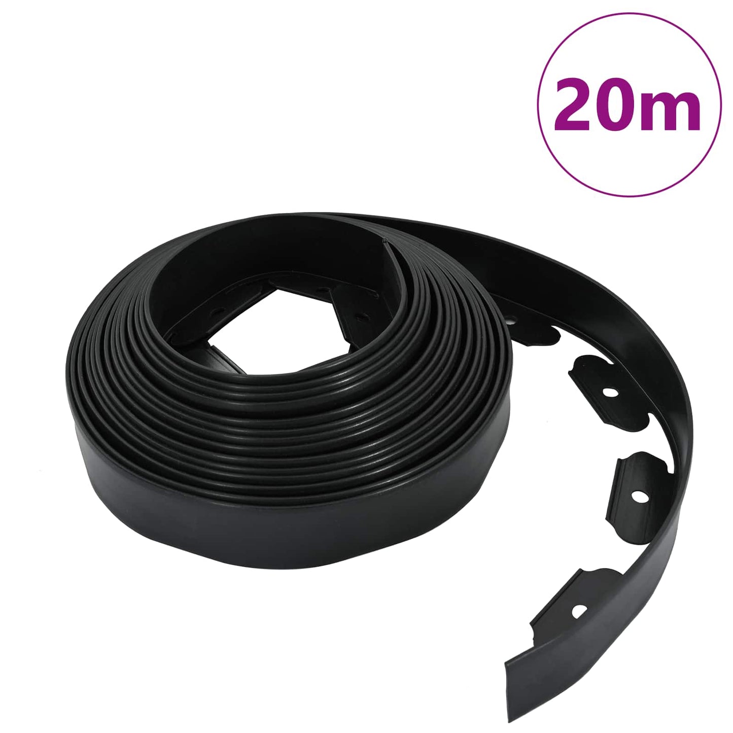 vidaXL Περιγράμματα γκαζόν Μαύρο 2000 x 4 x 5 εκ. Πλαστικό