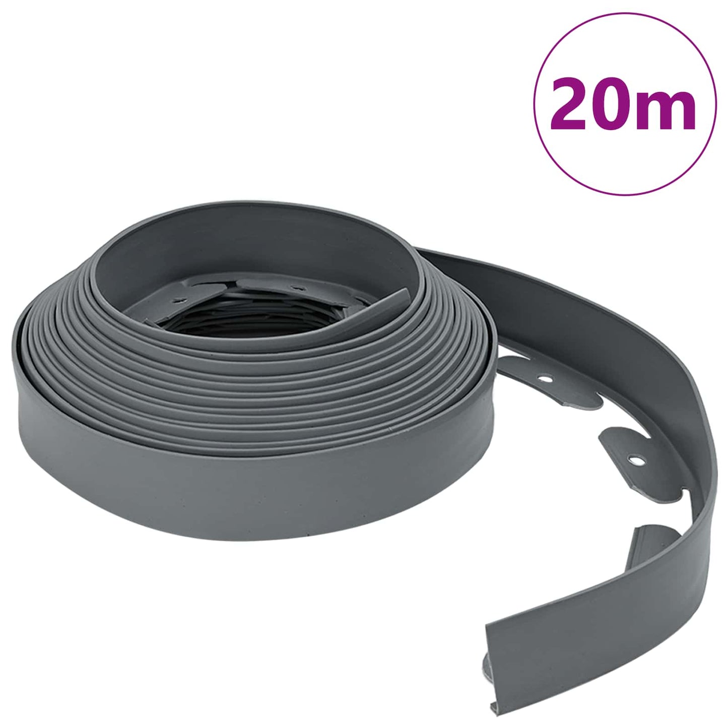 vidaXL Περιγράμματα γκαζόν Γκρι 2000 x 4 x 5 εκ. Πλαστικό