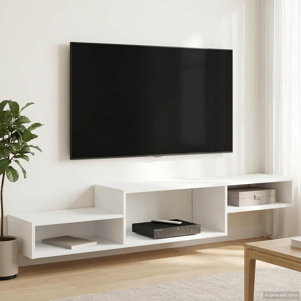 vidaXL Κρεμαστός θρανίο τηλεόρασης Επιτοίχιο Λευκό 150 x 28 x 26 εκ.