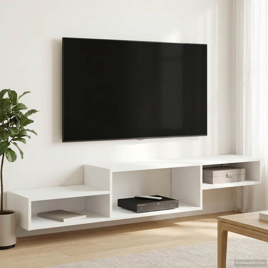 vidaXL Κρεμαστός θρανίο τηλεόρασης Επιτοίχιο Λευκό 150 x 28 x 26 εκ.