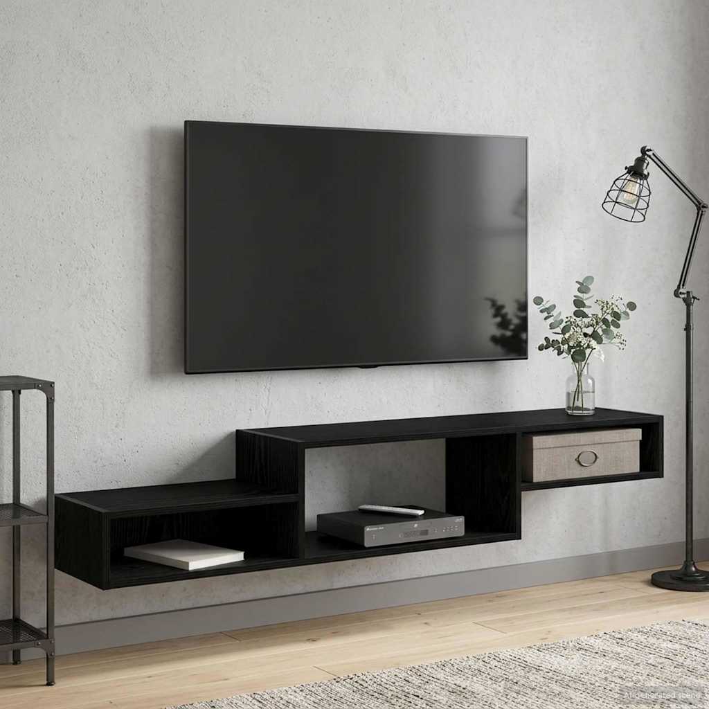 vidaXL Κρεμαστός θρανίο τηλεόρασης Επιτοίχιο Μαύρη Δρυς