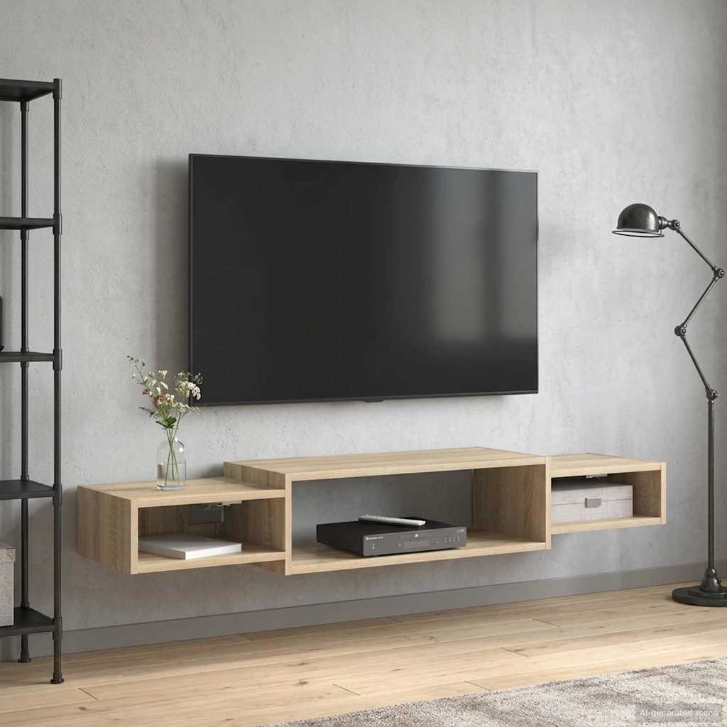 vidaXL Κρεμαστός θρανίο τηλεόρασης Επιτοίχιο Sonoma Δρυς