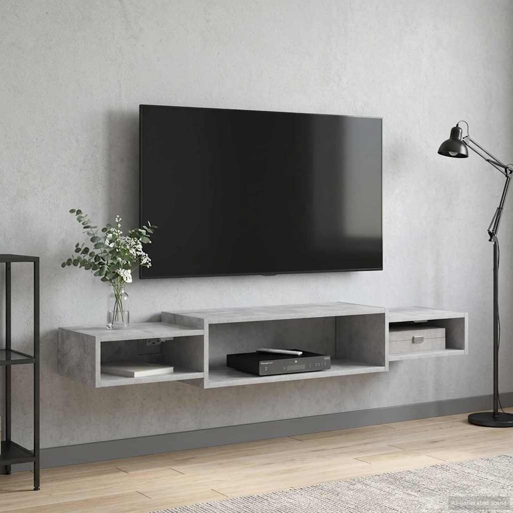 vidaXL Κρεμαστός θρανίο τηλεόρασης Επιτοίχιο Γκρι Σκυροδέματος