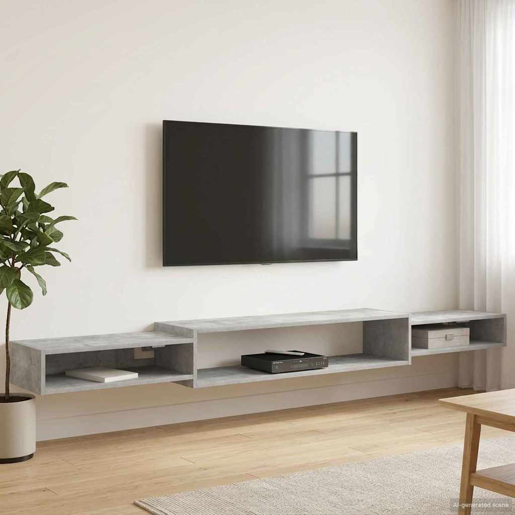 vidaXL Κρεμαστός θρανίο τηλεόρασης Επιτοίχιο Γκρι Σκυροδέματος