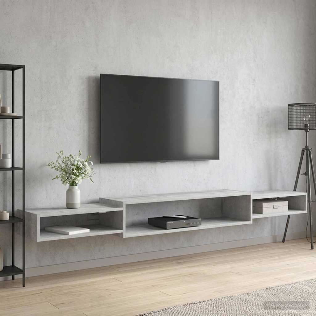 vidaXL Κρεμαστός θρανίο τηλεόρασης Επιτοίχιο Γκρι Σκυροδέματος