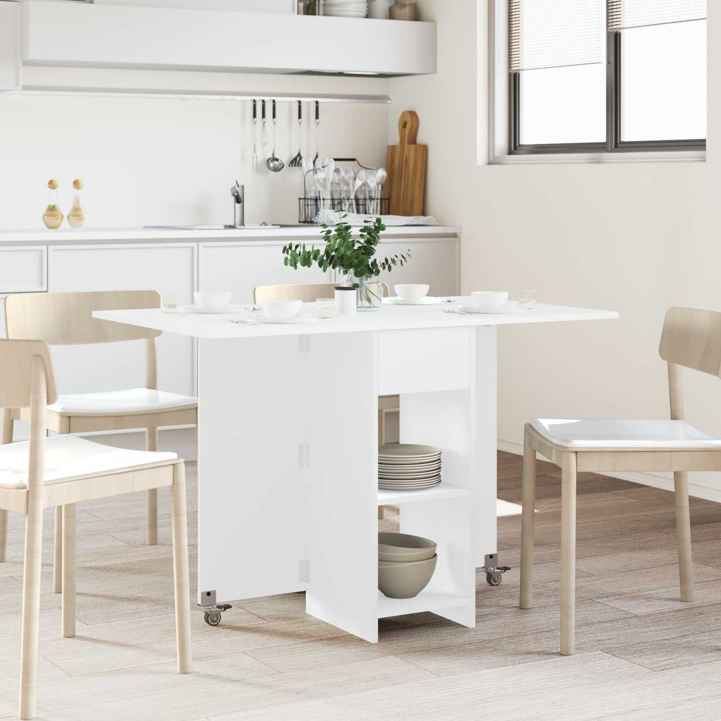 vidaXL Τραπέζι φαγητού 115 x 70 x 75 εκ. Επεξεργασμένο Ξύλο Λευκό