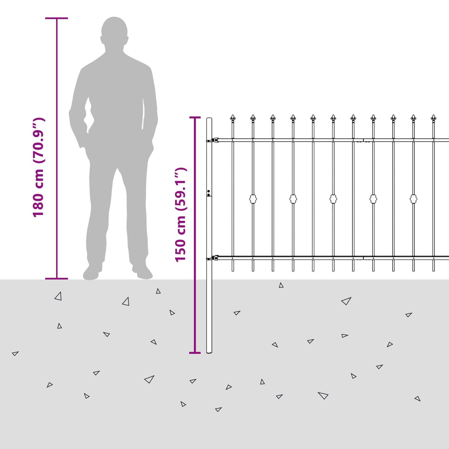 vidaXL Φράχτης με Σπίθες Μαύρο 200 x 150 cm
