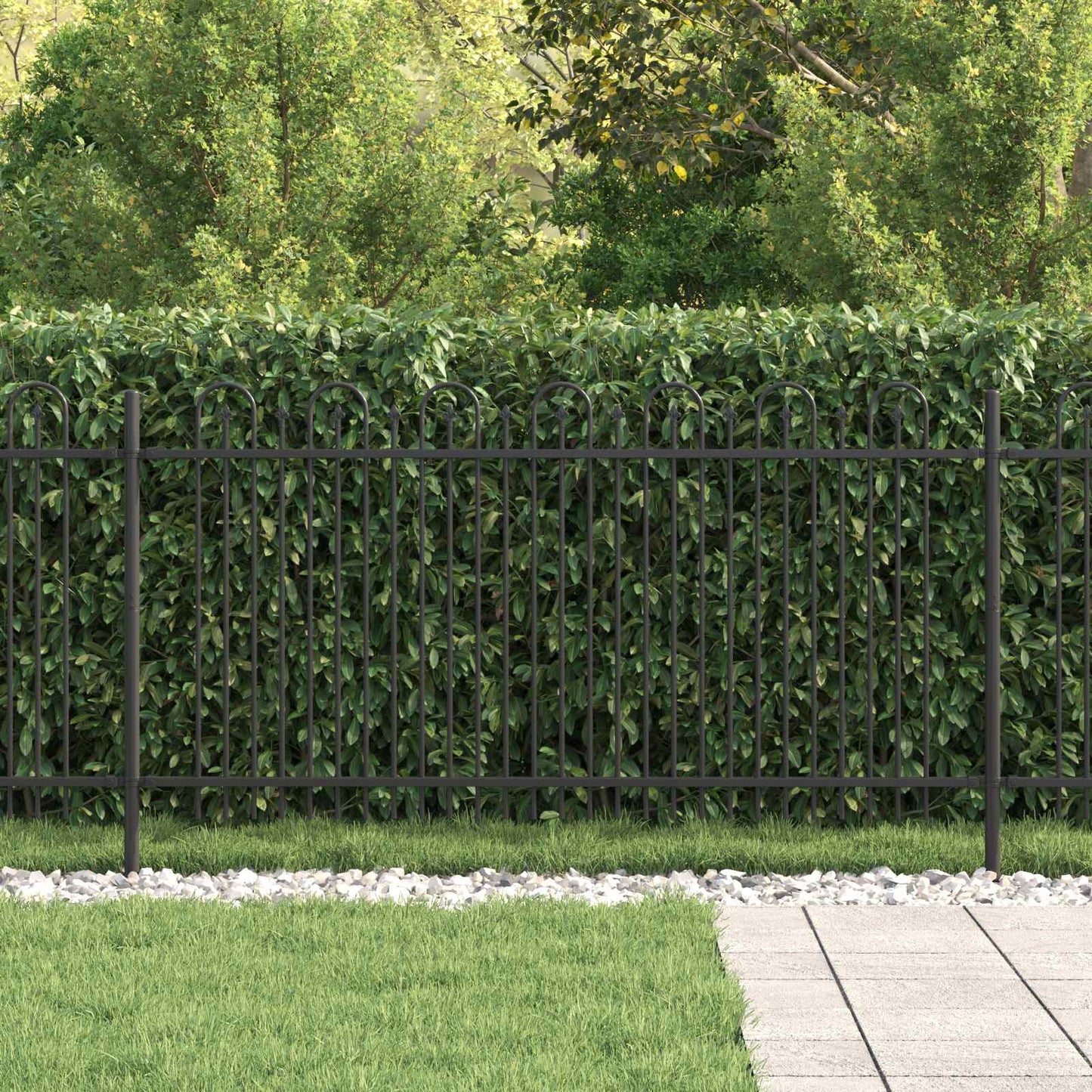 vidaXL Φράχτης Καμάρας με Άκρες Μαύρο 200 x 150 cm