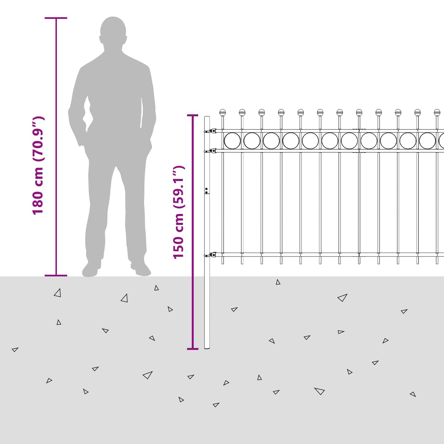 vidaXL Δαχτυλίδι φράχτη Μαύρο 200 x 150 cm