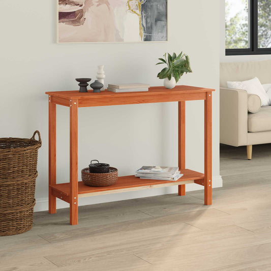 vidaXL Τραπέζι κονσόλας Κερωμένο Καφέ 110 x 40 x 80 εκ Στερεό πεύκο