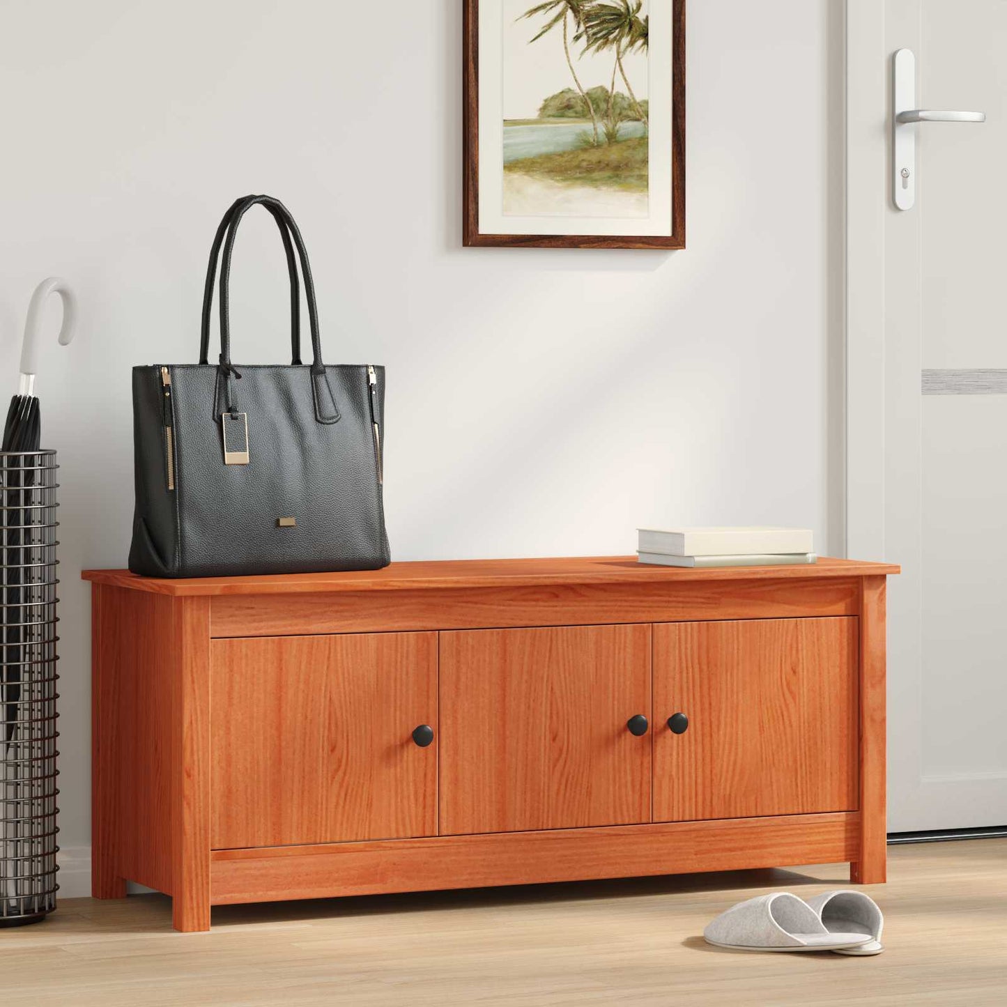vidaXL Ντουλάπα Παπουτσιών Κερωμένο Καφέ 110 x 38 x 45,5 εκ
