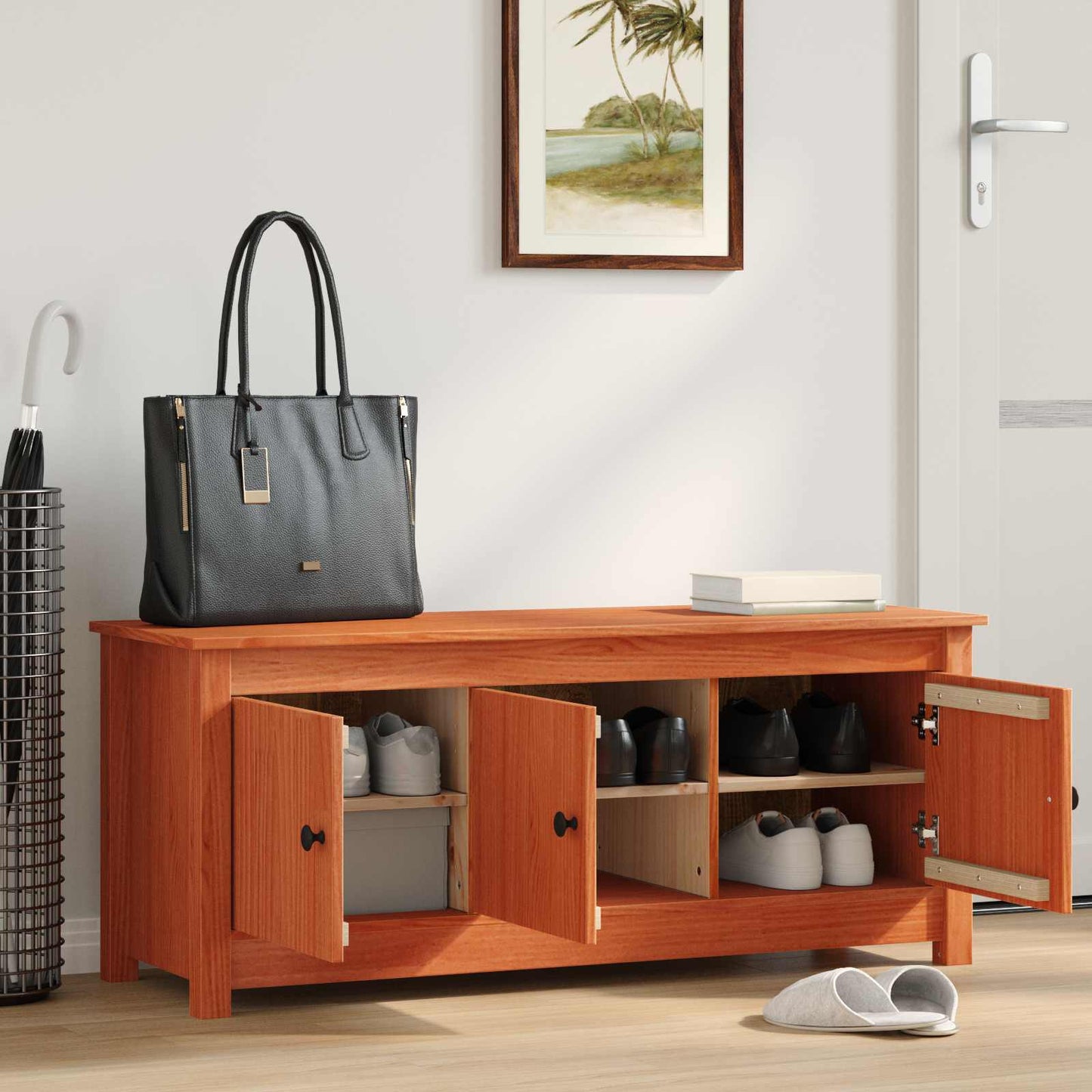 vidaXL Ντουλάπα Παπουτσιών Κερωμένο Καφέ 110 x 38 x 45,5 εκ