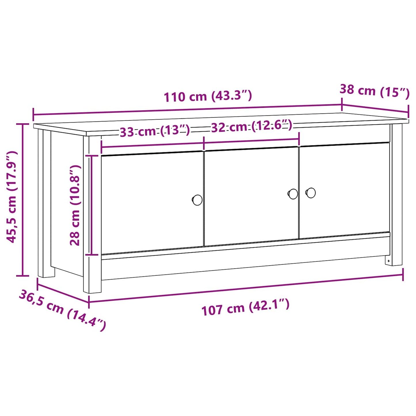 vidaXL Ντουλάπα Παπουτσιών Κερωμένο Καφέ 110 x 38 x 45,5 εκ