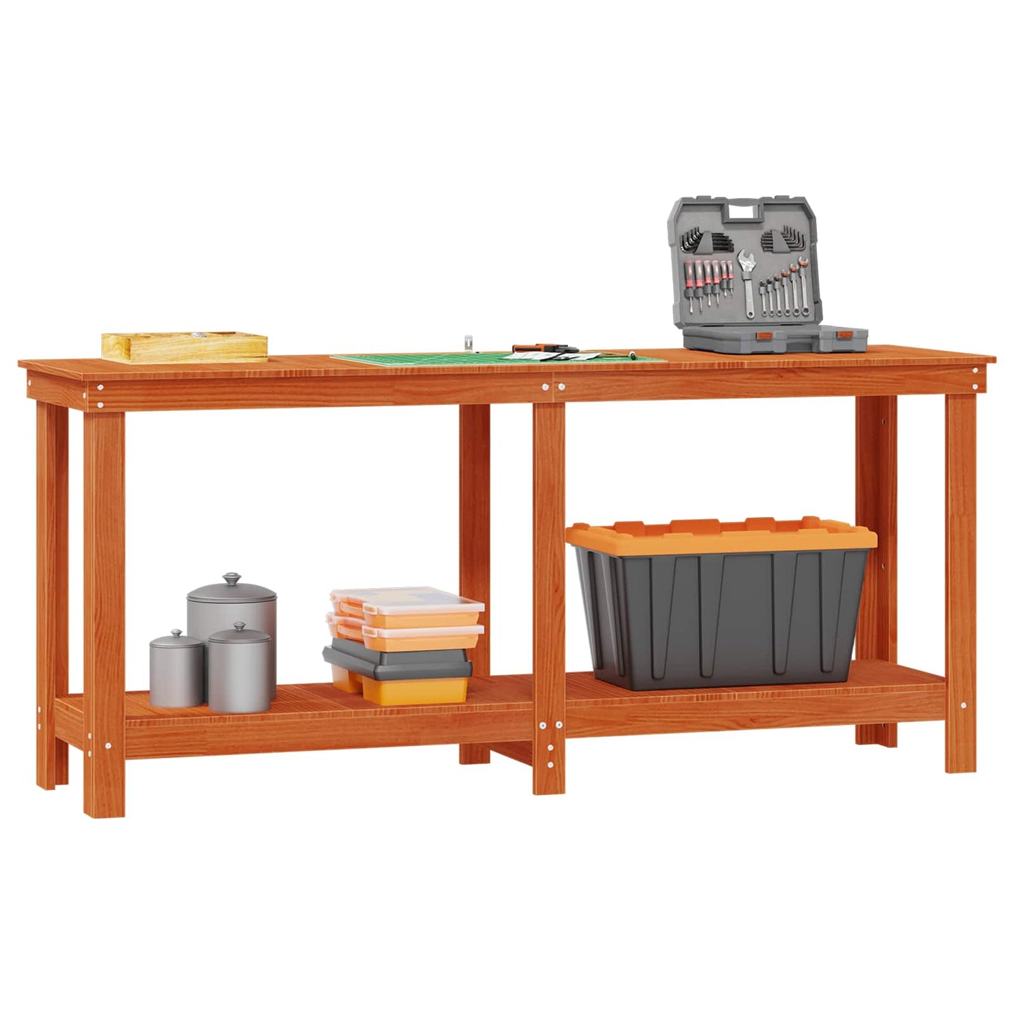 vidaXL Πάγκος εργασίας Κερωμένο Καφέ 180 x 50 x 80 cm Στερεό πεύκο