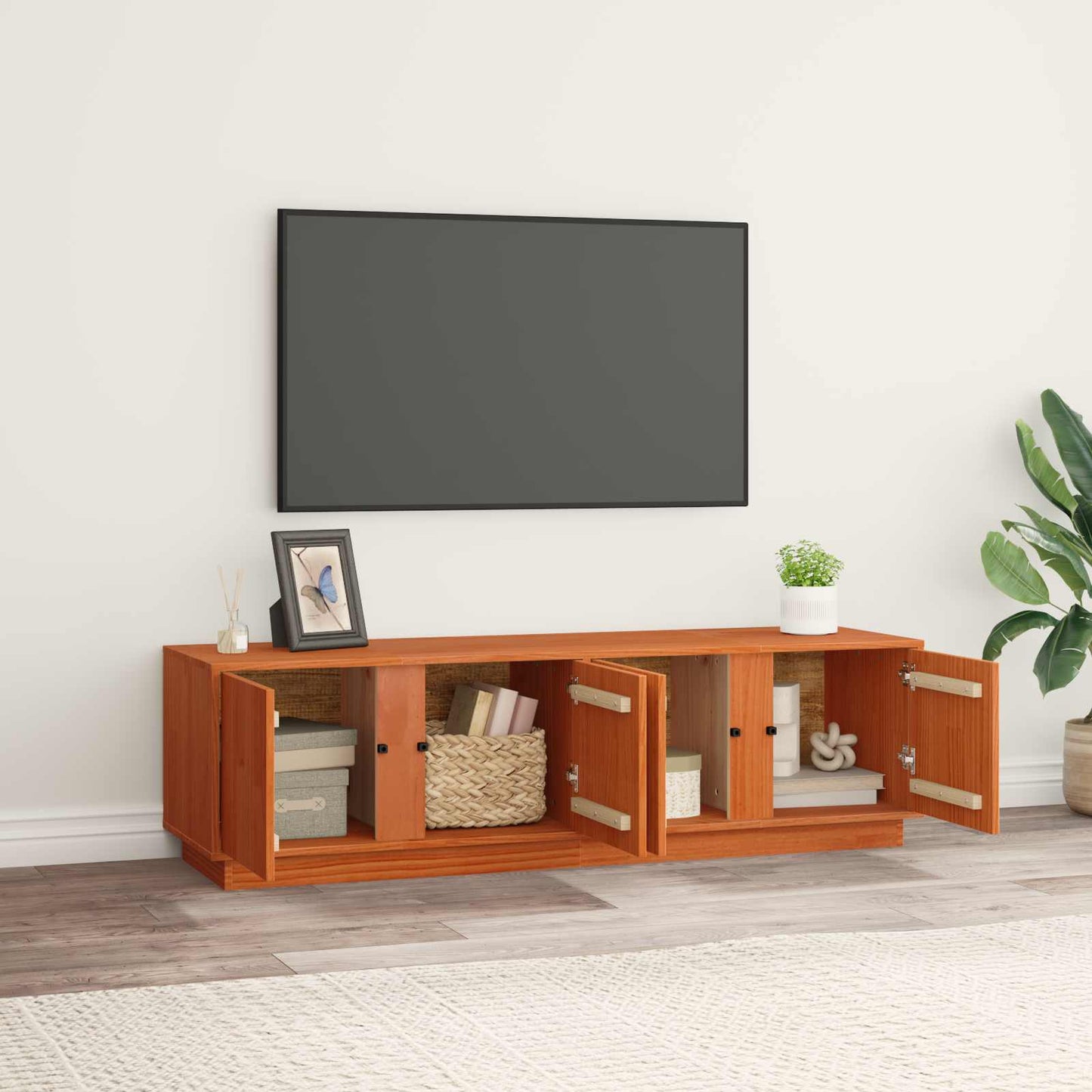 vidaXL Ντουλάπι TV Κερωμένο Καφέ 140 x 40 x 40 εκ Στερεό πεύκο