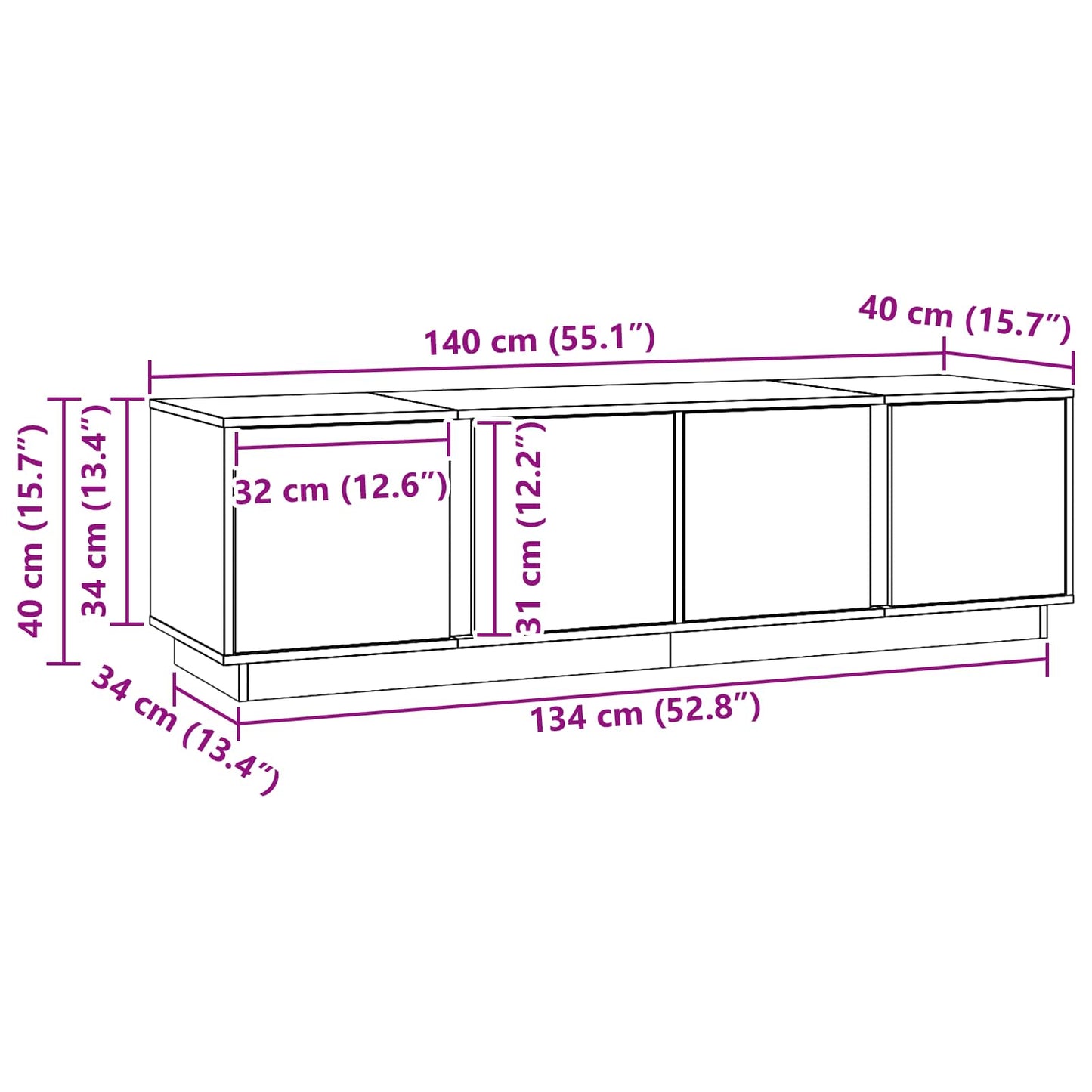 vidaXL Ντουλάπι TV Κερωμένο Καφέ 140 x 40 x 40 εκ Στερεό πεύκο