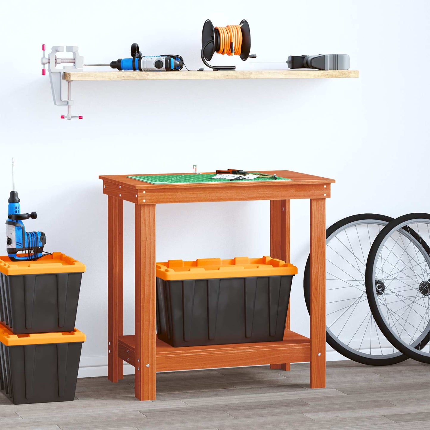 vidaXL Πάγκος εργασίας Κερωμένο Καφέ 80 x 50 x 80 cm Στερεό πεύκο