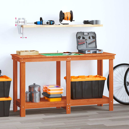 vidaXL Πάγκος εργασίας Κερωμένο Καφέ 140 x 50 x 80 cm Στερεό πεύκο
