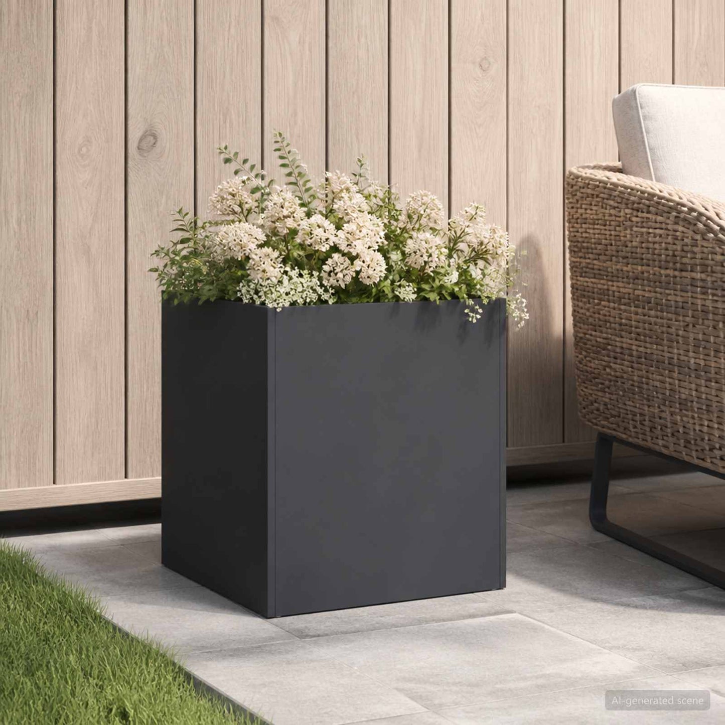 vidaXL Γλάστρα Κήπου Μαύρο 25 x 25 x 25 cm Ψυχρής έλασης χάλυβας
