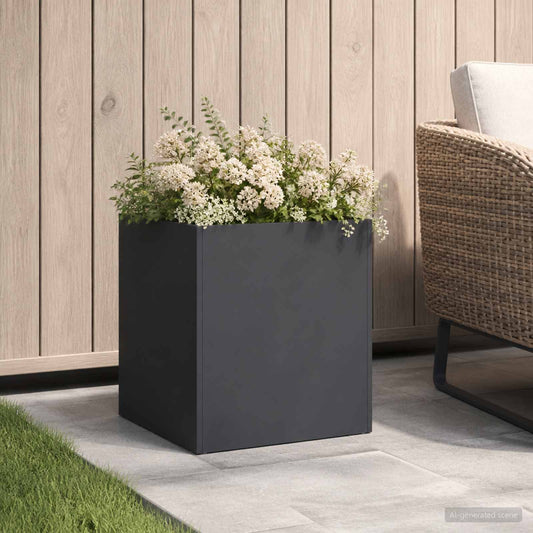 vidaXL Γλάστρα Κήπου Μαύρο 25 x 25 x 25 cm Ψυχρής έλασης χάλυβας