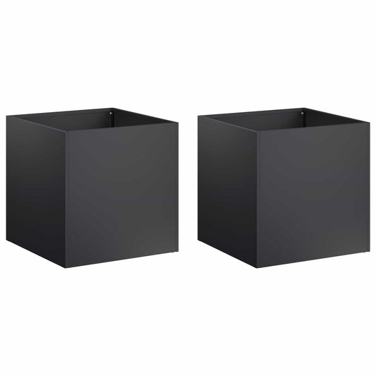 vidaXL Γλάστρα Κήπου 2 τμχ. Μαύρο 25 x 25 x 25 cm