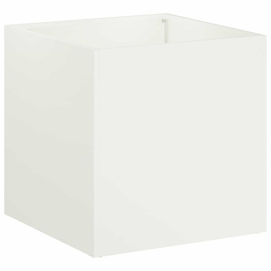 vidaXL Γλάστρα Κήπου Λευκό 25 x 25 x 25 cm Ψυχρής έλασης χάλυβας