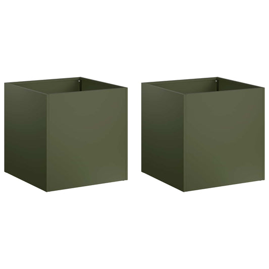 vidaXL Γλάστρα Κήπου 2 τμχ. Λαδί 25 x 25 x 25 cm Ψυχρής έλασης χάλυβας