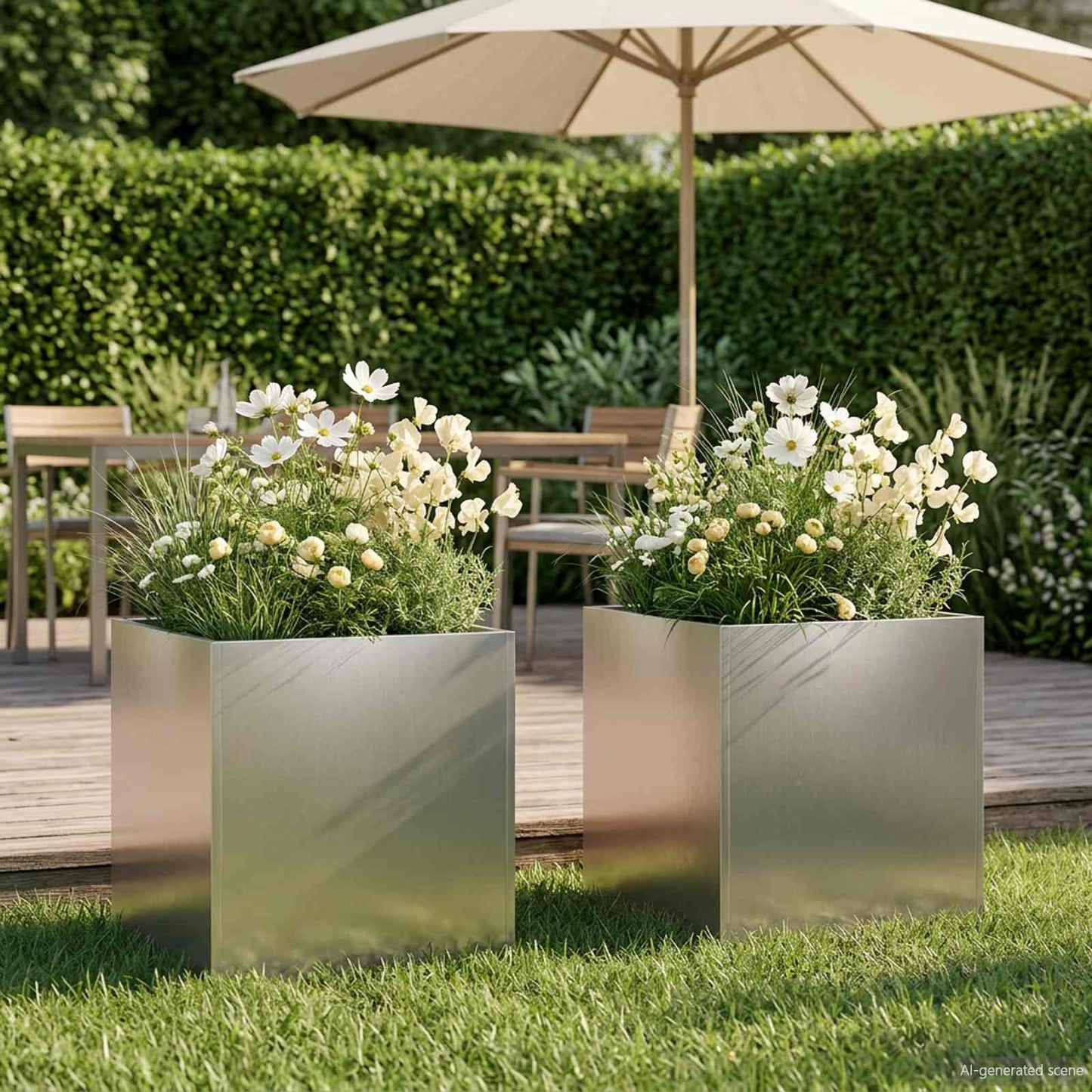 vidaXL Γλάστρα Κήπου 2 τμχ. Ασημί 25 x 25 x 25 cm Ανοξείδωτο Ατσάλι