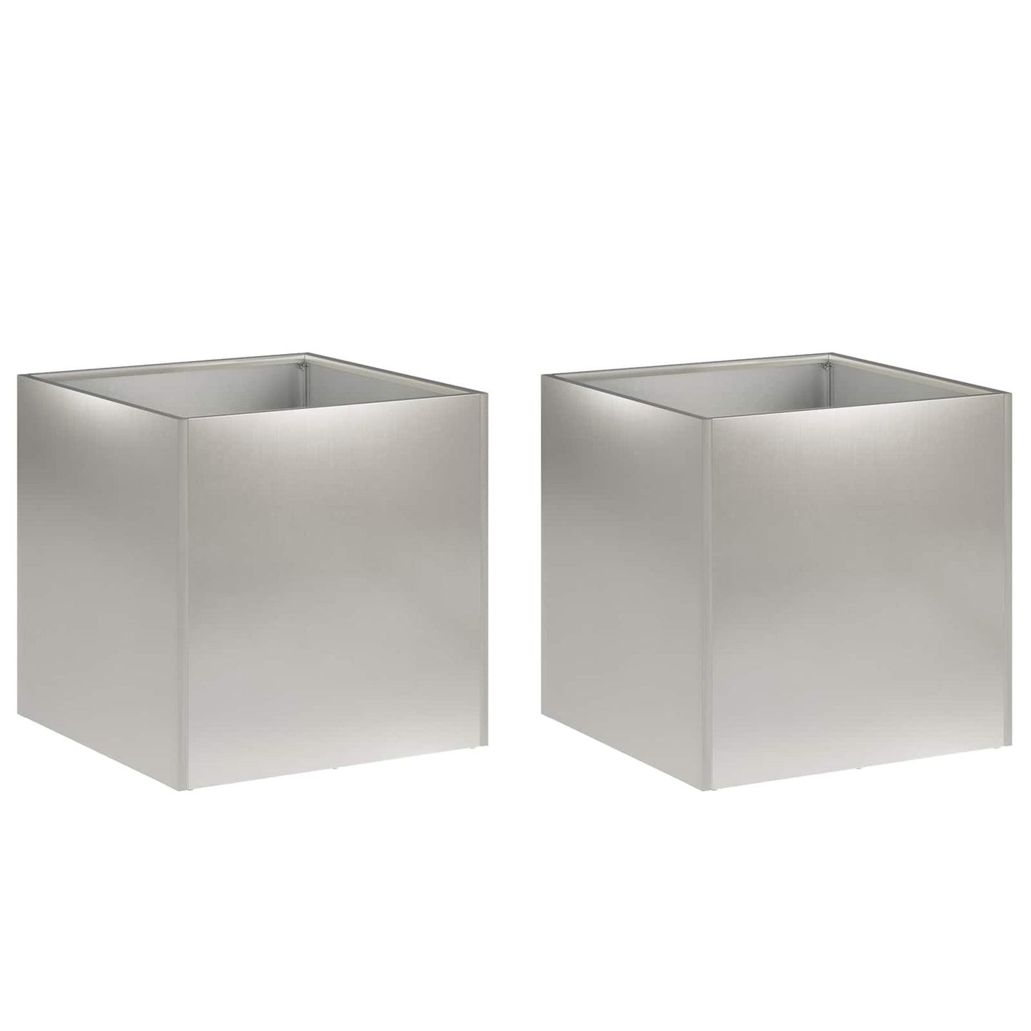 vidaXL Γλάστρα Κήπου 2 τμχ. Ασημί 25 x 25 x 25 cm Ανοξείδωτο Ατσάλι