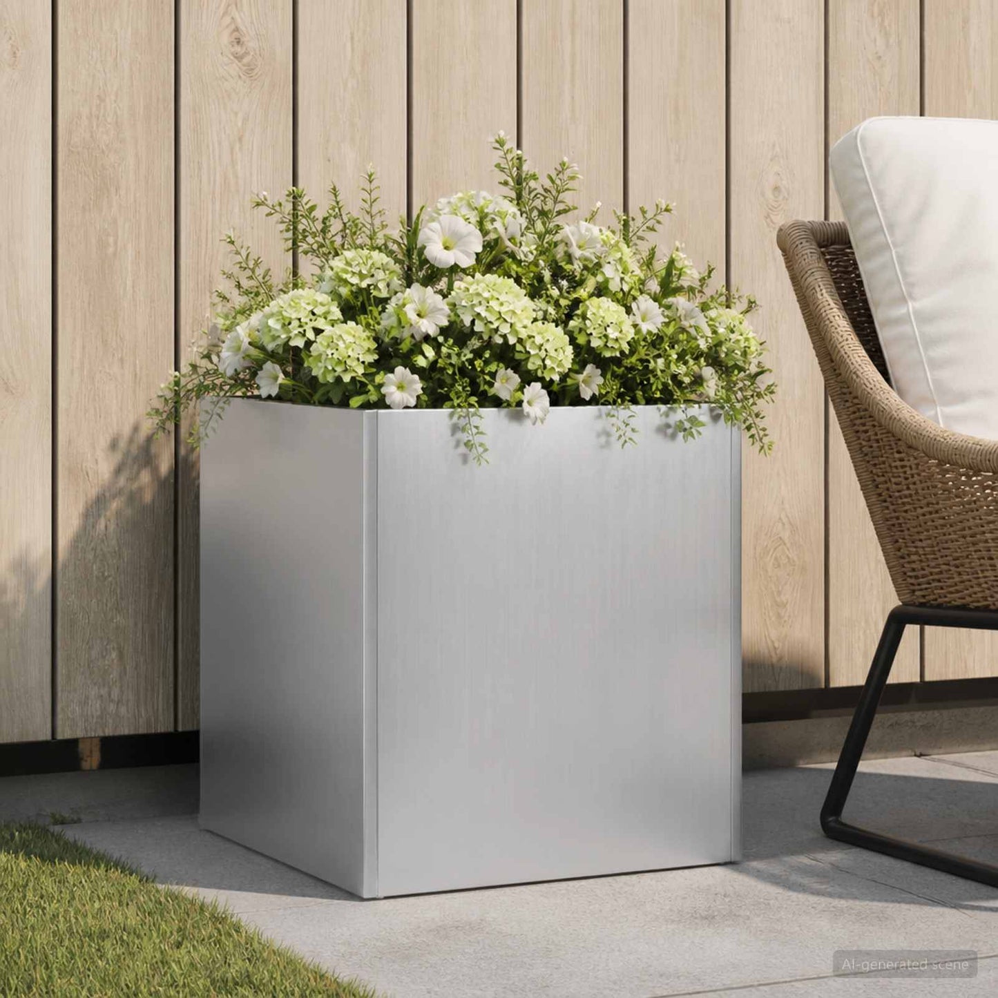 vidaXL Γλάστρα Κήπου Ασημί 25 x 25 x 25 cm Γαλβανισμένος Χάλυβας
