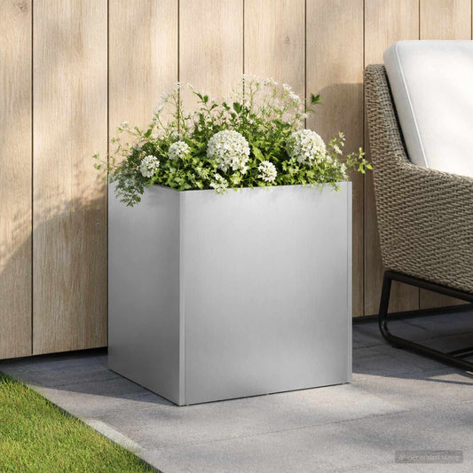 vidaXL Γλάστρα Κήπου Ασημί 35 x 35 x 35 cm Ανοξείδωτο Ατσάλι