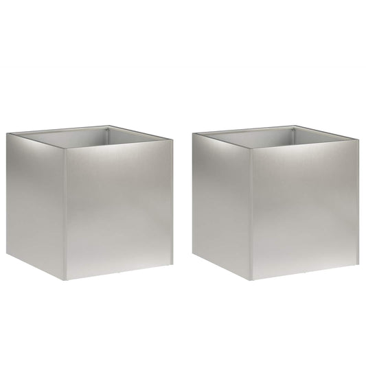 vidaXL Γλάστρα Κήπου 2 τμχ. Ασημί 35 x 35 x 35 cm Ανοξείδωτο Ατσάλι
