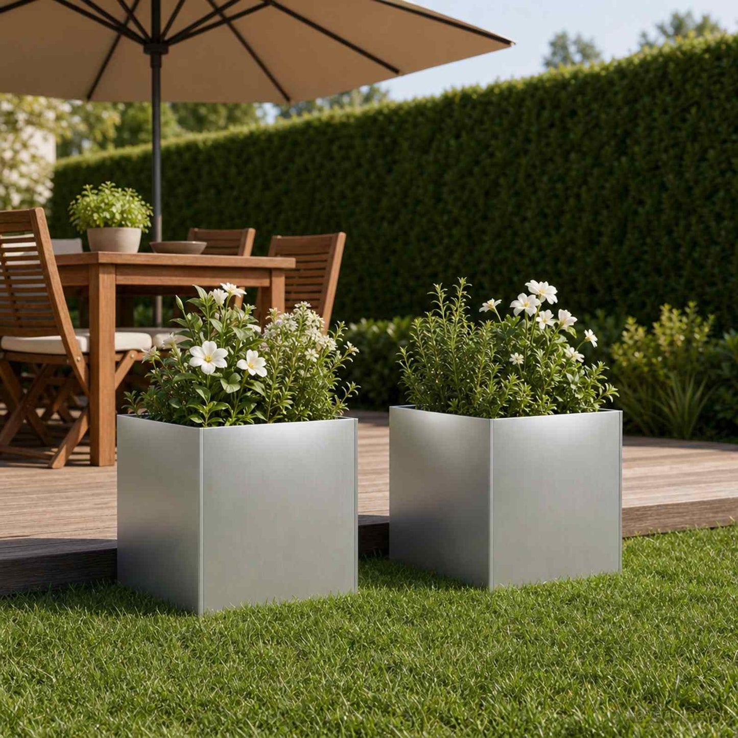 vidaXL Γλάστρα Κήπου 2 τμχ. Ασημί 35 x 35 x 35 cm