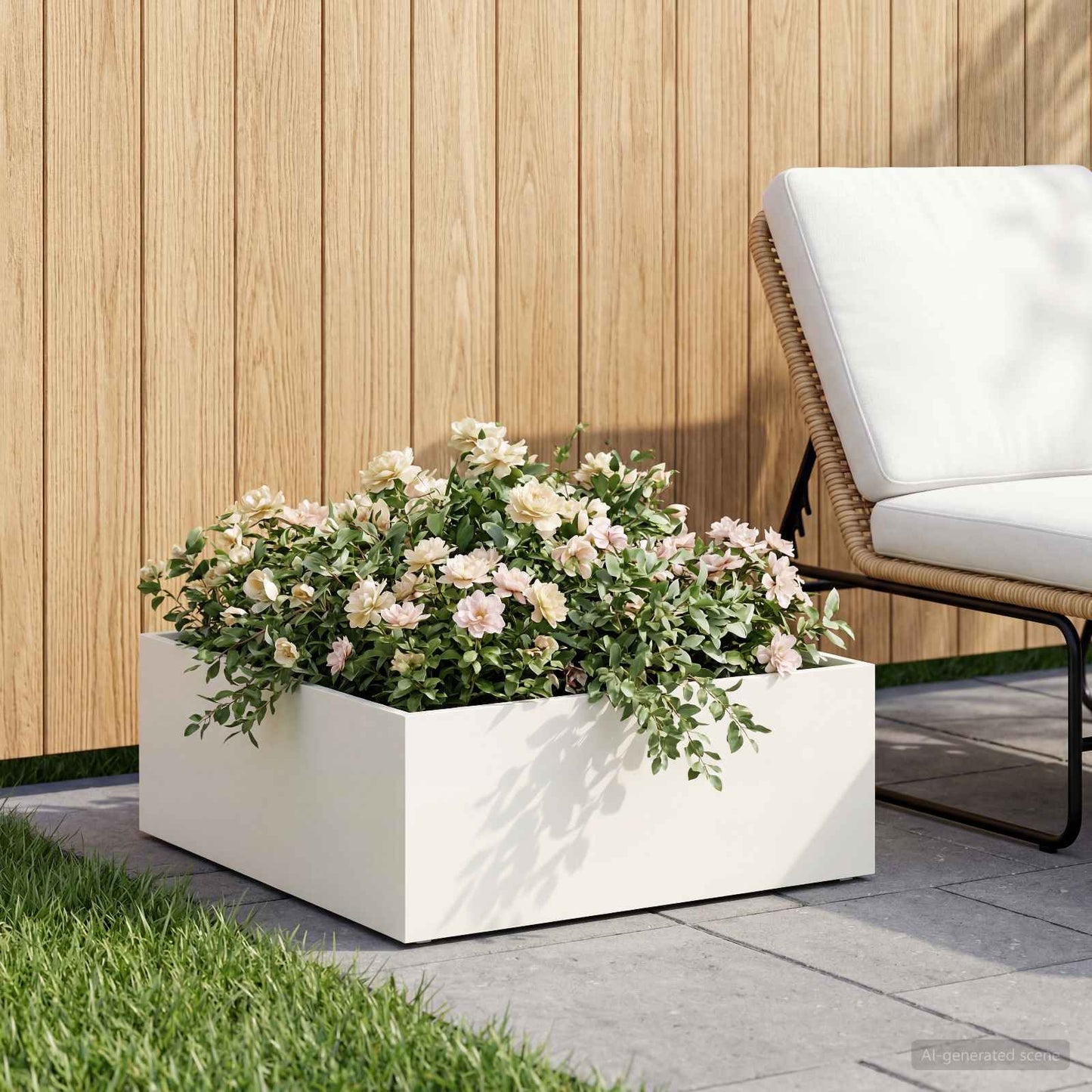 vidaXL Γλάστρα Κήπου Λευκό 40 x 40 x 20 cm Ψυχρής έλασης χάλυβας