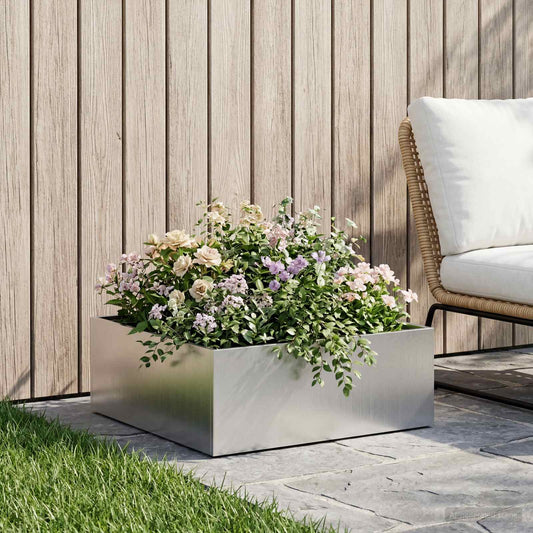 vidaXL Γλάστρα Κήπου Ασημί 40 x 40 x 20 cm Ανοξείδωτο Ατσάλι