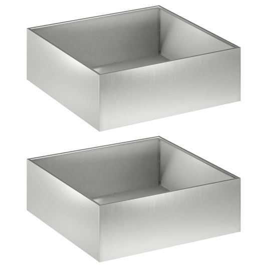 vidaXL Γλάστρα Κήπου 2 τμχ. Ασημί 40 x 40 x 20 cm Ανοξείδωτο Ατσάλι
