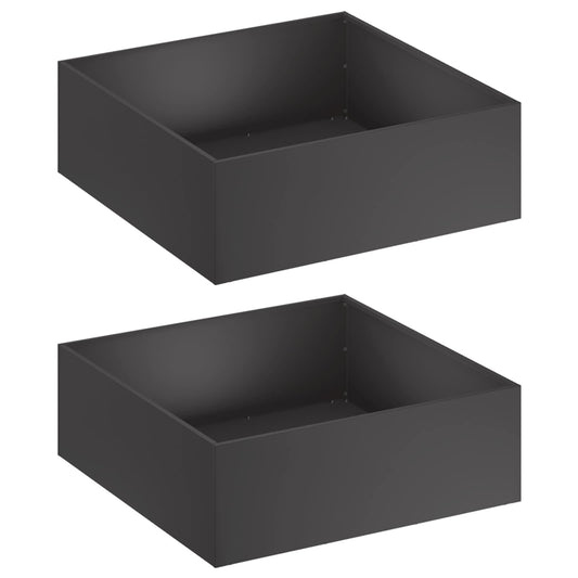 vidaXL Γλάστρα Κήπου 2 τμχ. Μαύρο 60 x 60 x 20 εκ