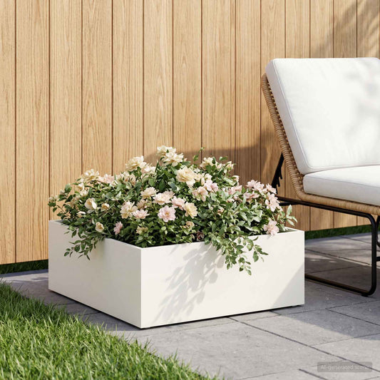 vidaXL Γλάστρα Κήπου Λευκό 60 x 60 x 20 εκ Ψυχρής έλασης χάλυβας
