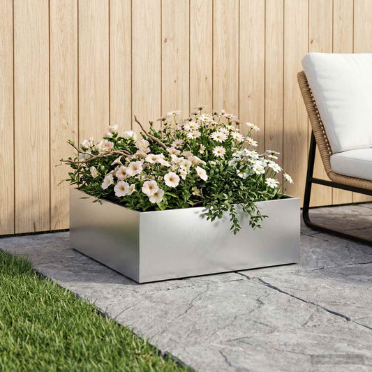 vidaXL Γλάστρα Κήπου Ασημί 60 x 60 x 20 εκ Γαλβανισμένος Χάλυβας