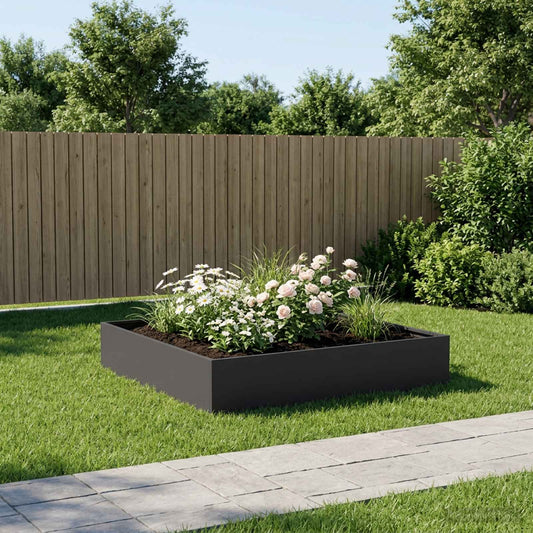 vidaXL Γλάστρα Κήπου Μαύρο 80 x 80 x 20 cm Ψυχρής έλασης χάλυβας