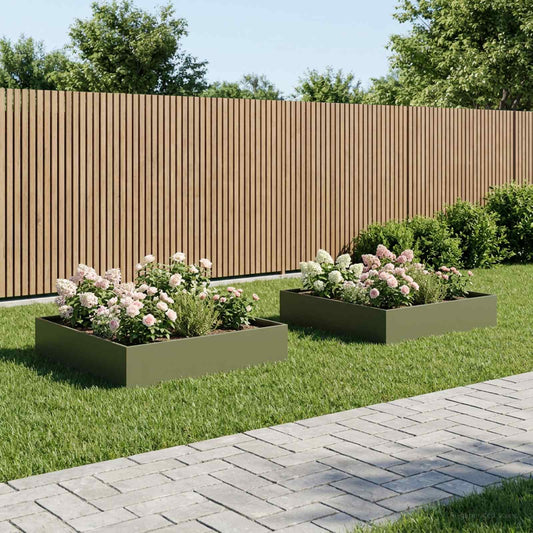 vidaXL Γλάστρα Κήπου 2 τμχ. Λαδί 80 x 80 x 20 cm Ψυχρής έλασης χάλυβας