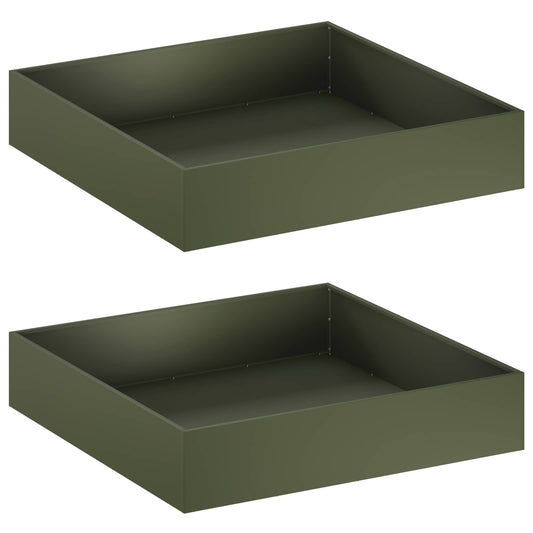 vidaXL Γλάστρα Κήπου 2 τμχ. Λαδί 80 x 80 x 20 cm Ψυχρής έλασης χάλυβας