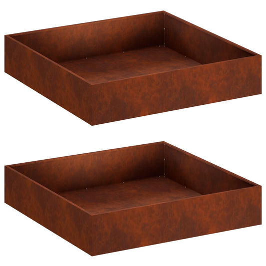 vidaXL Γλάστρα Κήπου 2 τμχ. Σκ rusty 80 x 80 x 20 cm