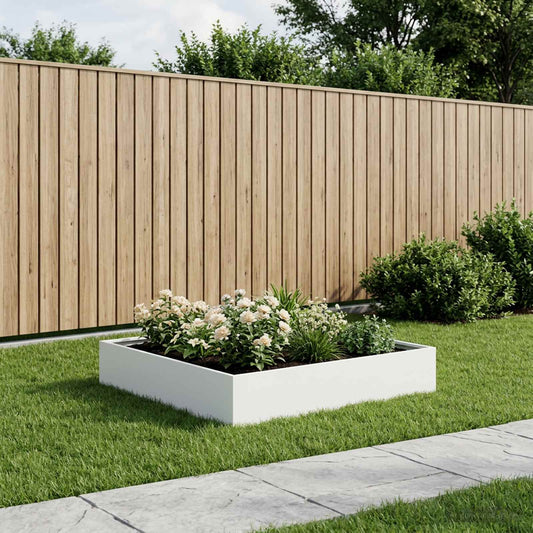 vidaXL Γλάστρα Κήπου Λευκό 100 x 100 x 20 cm Ψυχρής έλασης χάλυβας
