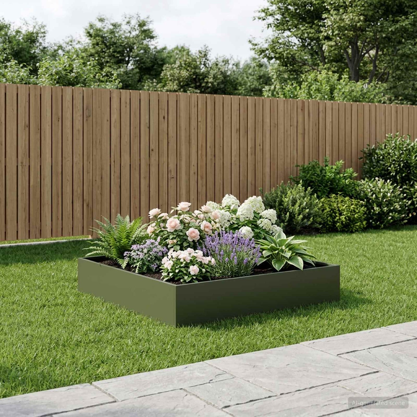 vidaXL Γλάστρα Κήπου Λαδί 100 x 100 x 20 cm Ψυχρής έλασης χάλυβας