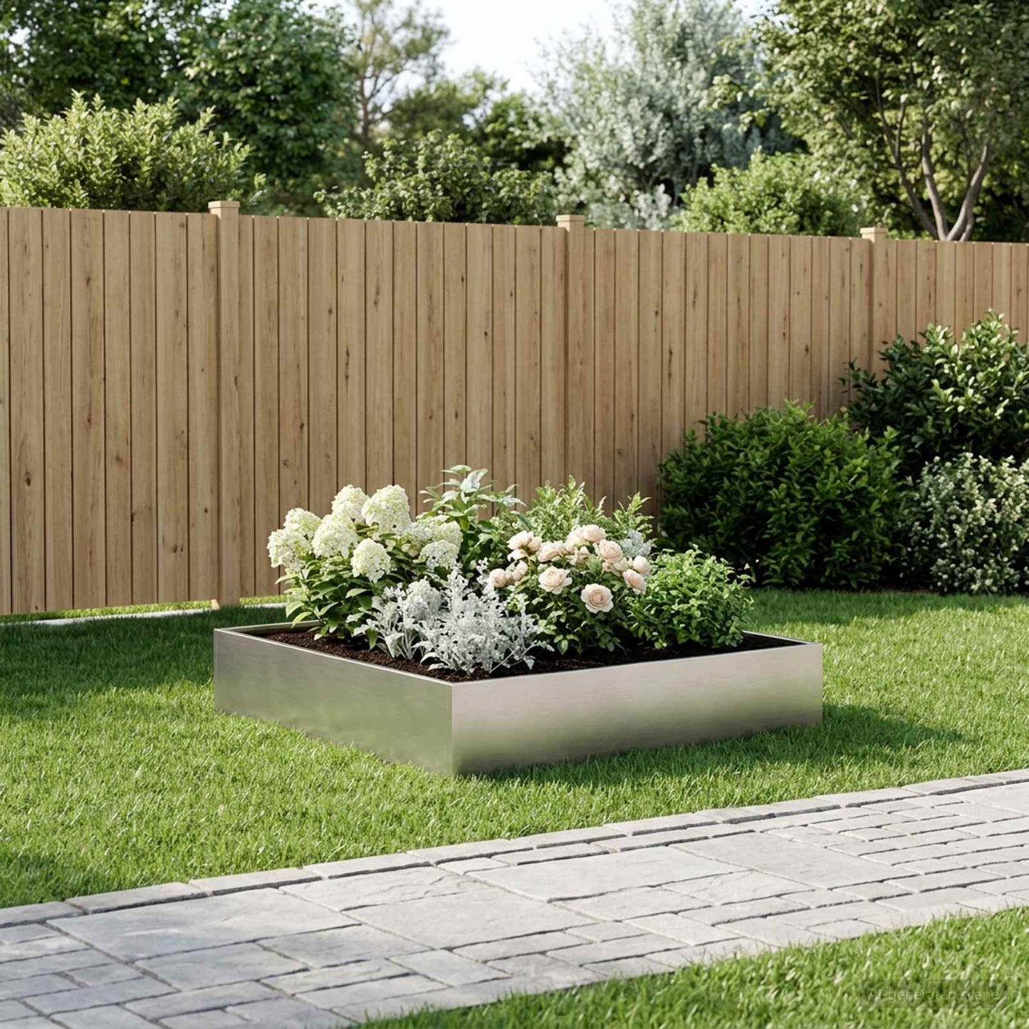 vidaXL Γλάστρα Κήπου Ασημί 100 x 100 x 20 cm Ανοξείδωτο Ατσάλι