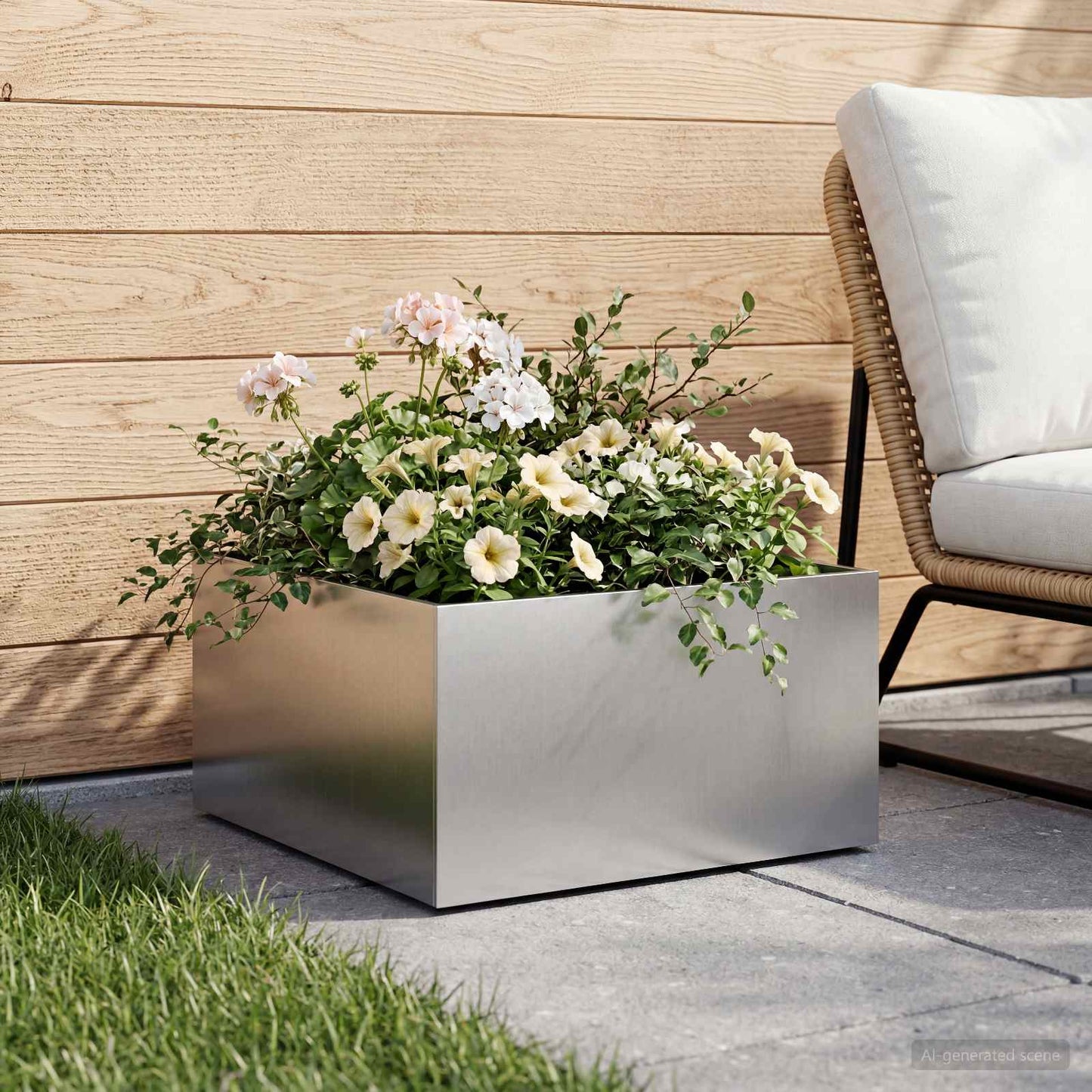 vidaXL Γλάστρα Κήπου Ασημί 40 x 40 x 30 cm Γαλβανισμένος Χάλυβας